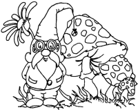 A coloring page of gnomes